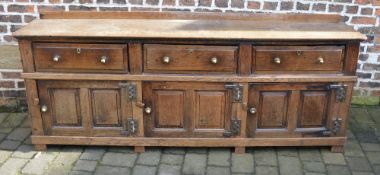 Georgian oak dresser base with replacement hinges,