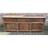 Georgian oak dresser base with replacement hinges,