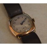 Wyler gents wristwatch with hallmarked 9ct gold back