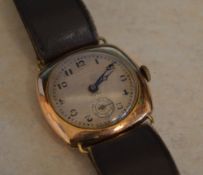 Wyler gents wristwatch with hallmarked 9ct gold back