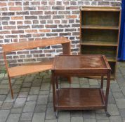 2 bookcases and a tea trolley