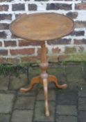Small reproduction Georgian tripod table with makers label Waring & Gillow,