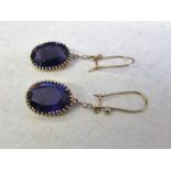 Tested as 9ct gold amethyst earrings L 4.