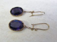 Tested as 9ct gold amethyst earrings L 4.