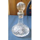 Small glass decanter with silver cuff Sheffield 1990 H 18 cm