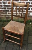 Small 19th century rush seated rocking chair
