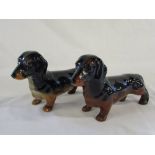 2 Beswick black and brown dachshunds