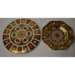 Royal Crown Derby cake stand and an octagonal plate (both second quality)