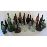 Selection of advertising glass bottles inc Domestos, Gayners Cyder, Gordons Special Dry London Gin,