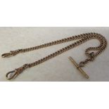 9ct gold double Albert watch chain weight 34.