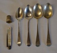 4 silver spoons,