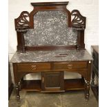 Late Victorian high back washstand with marble top & splash back,