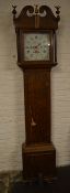 Oak 30 hour longcase clock with painted face inscribed Mason,