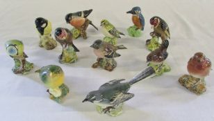 Selection of Beswick birds - goldfinch, chaffinch, wren, bluetit, goldchest, kingfisher, greenfinch,