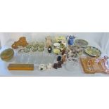 Assorted items inc various glassware inc bamboo whiskey tumblers & RCR crystal horse,