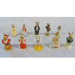 10 Royal Doulton Bunnykins figures - Santa, Judge, Seaside, Storytime, Boy Skater, Angel,