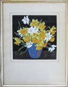 Thomas Todd Blaylock (1876-1929) 'Daffodils' woodcut print 43 cm x 55 cm