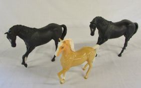 Beswick black horse & Royal Doulton Palomino horse and black horse