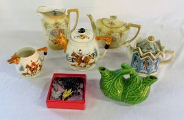Various ceramics inc Sadler and Crown Devon & small box of costume jewellery