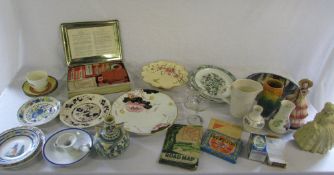 Various ceramics, first aid box with contents, road map,