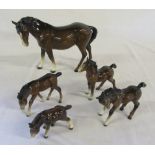 Beswick bay horse and 4 foals