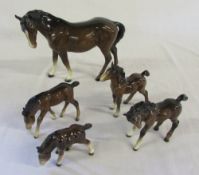Beswick bay horse and 4 foals
