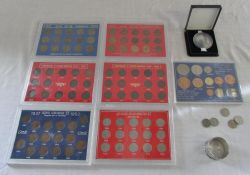 Assorted coin sets inc George V and George VI farthings,