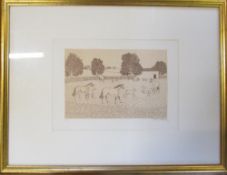 French Artist proof lithograph 'Mares & foals' signed in pencil Vincent Haddelsey (1934-2010) 66 cm