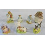 7 Royal Albert Beatrix Potter figures inc Jemima Puddleduck with Foxy Whiskered Gentleman,