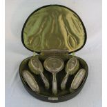 Cased silver and mother of pearl dressing table set Birmingham 1909 maker William Hair Haseler