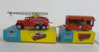 Corgi Chipperfield's Circus crane truck no 1121 and Chipperfield's circus animal cage no 1123