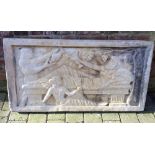 Large concrete garden plaque of a classical scene W118cm by H62cm