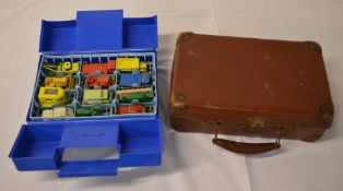 Small case of die cast model cars and a miniature suitcase