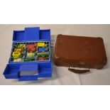 Small case of die cast model cars and a miniature suitcase