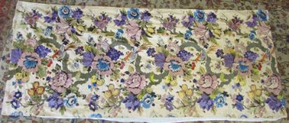 Late 19th/early 20th Century long stitch embroidered cloth approx.