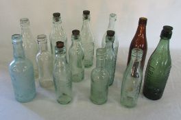 Assorted local glass bottles inc E Marshall & Co Wine Merchant Spilsby, Conway Ltd Grimsby,