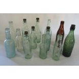 Assorted local glass bottles inc E Marshall & Co Wine Merchant Spilsby, Conway Ltd Grimsby,