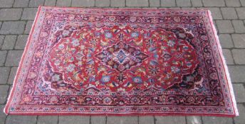 Old Persian Kashan rug red ground traditional design