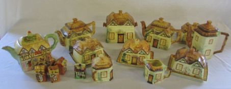Assorted cottage ware inc teapots and butter dishes