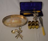 Assorted silver plate including fish server,
