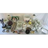 Selection of ceramics inc Aynsley and Coalport, fishing reel,