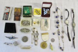 Assorted costume jewellery, watches,