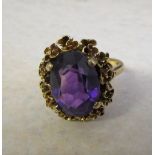 9ct gold amethyst ring size N total total weight 6 g