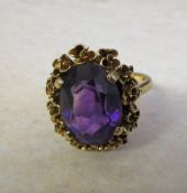 9ct gold amethyst ring size N total total weight 6 g