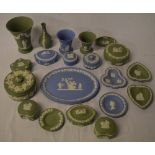 Assorted blue and green Wedgwood Jasperware