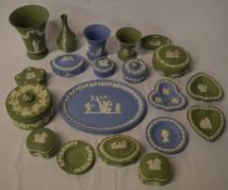 Assorted blue and green Wedgwood Jasperware
