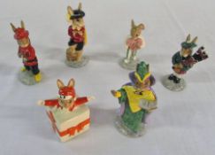 6 Royal Doulton Bunnykins figures - Piper, Sweetheart, Cavalier, Christmas Surprise,