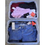 2 boxes of new with tags ladies clothes including brands Morgan, Lovelabel, Kit, Mix, Onfire,