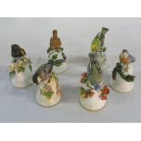 Franklin Mint bells - blue tit, wren, goldcrest, redstart,