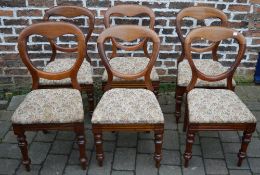 5 Victorian balloon back chairs and one similar